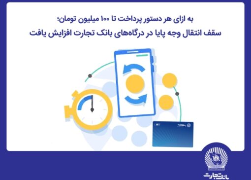 سقف انتقال وجه پایا در درگاه‌های اینترنت‌بانک تجارت افزایش یافت